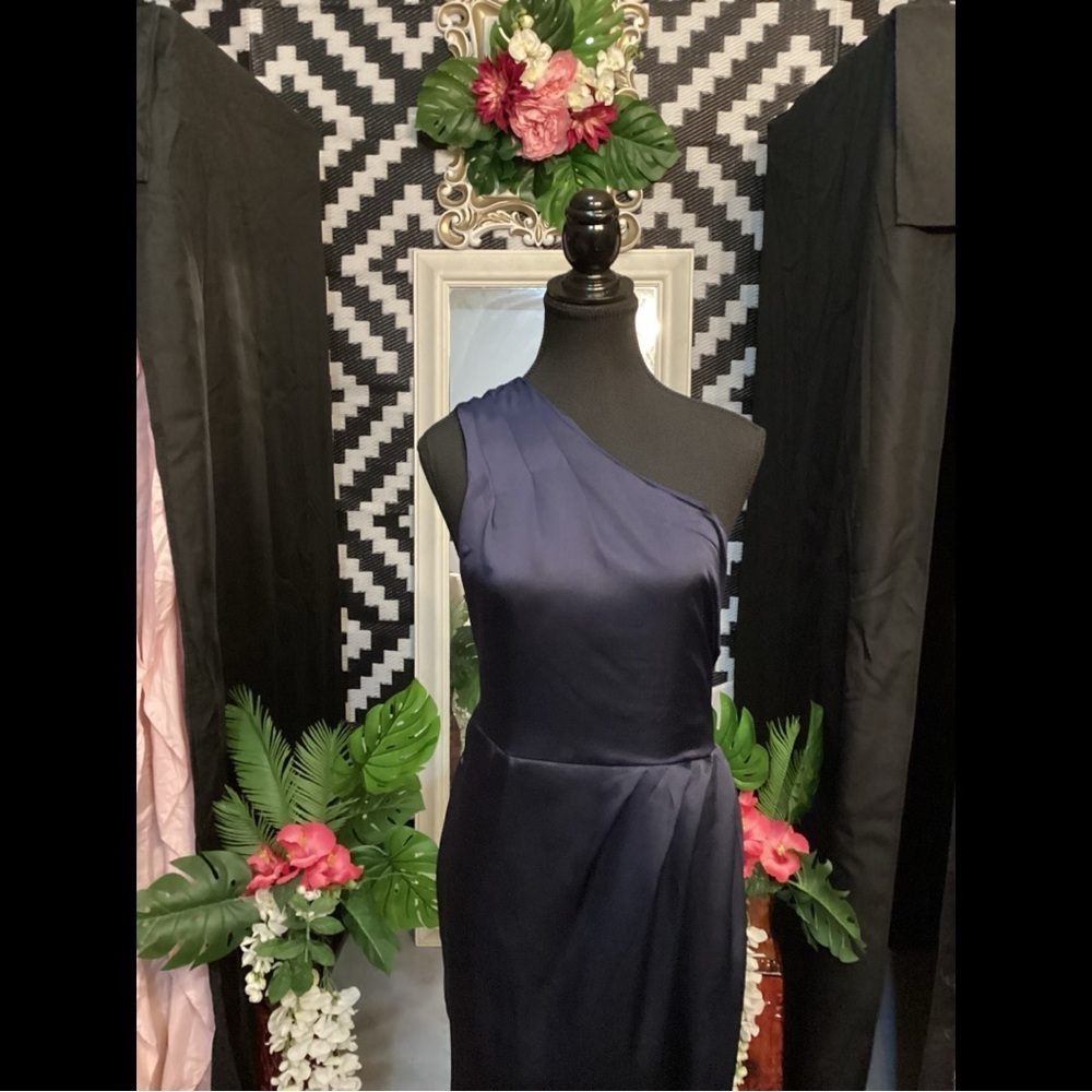 Chic One-Shoulder Navy Dress Plus Size 3X - Picture 5 of 9